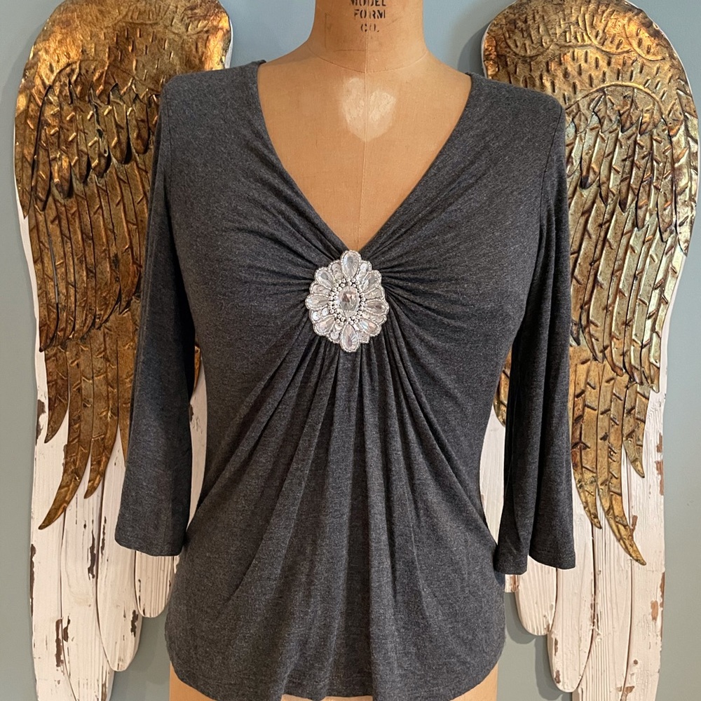 Grey Embellished Blouse